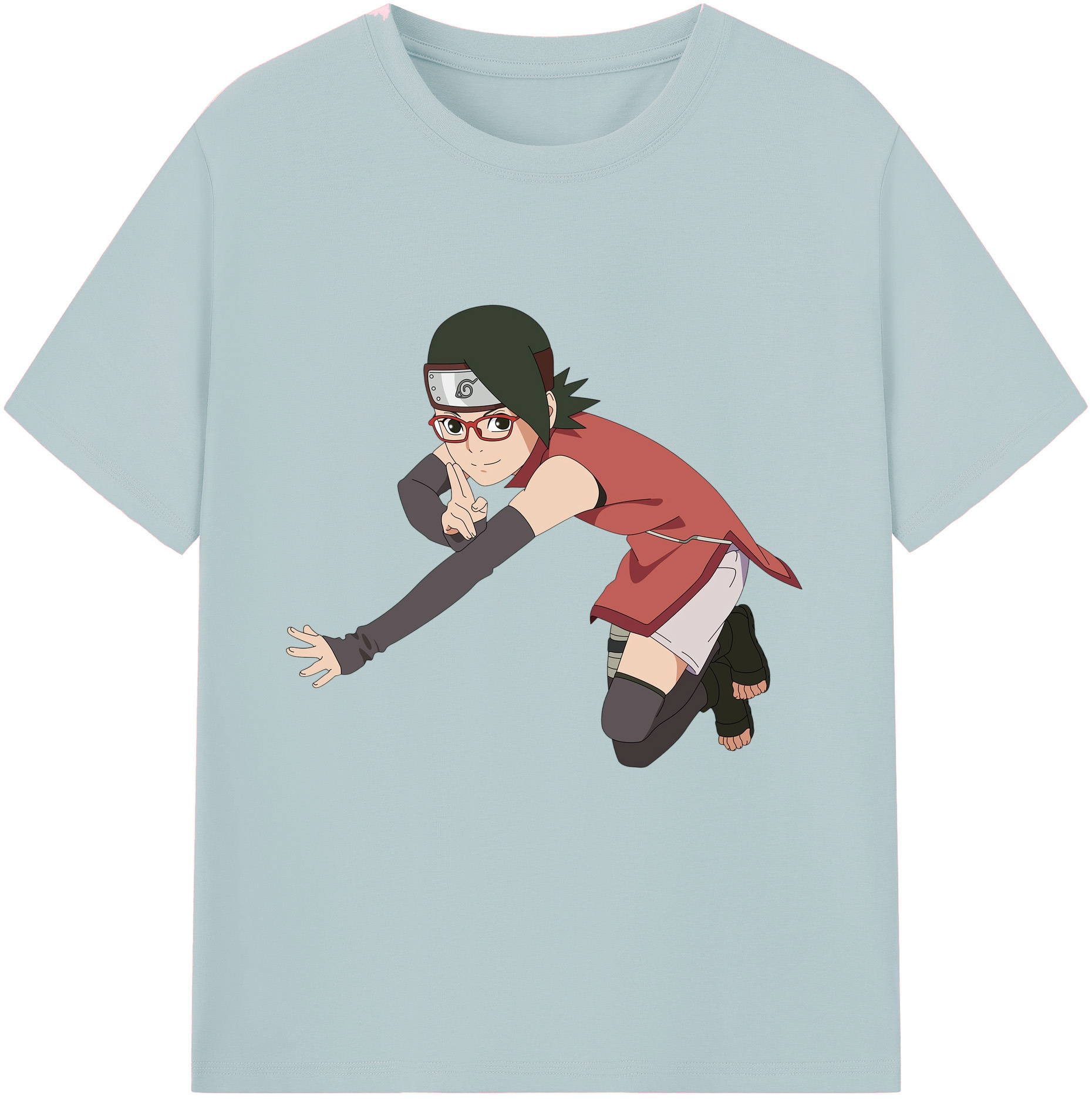 （画像用） NARUTO -ナルト- うちは サラダ Uchiha Sarada 綿100％半袖Tシャツ（フロントプリント）